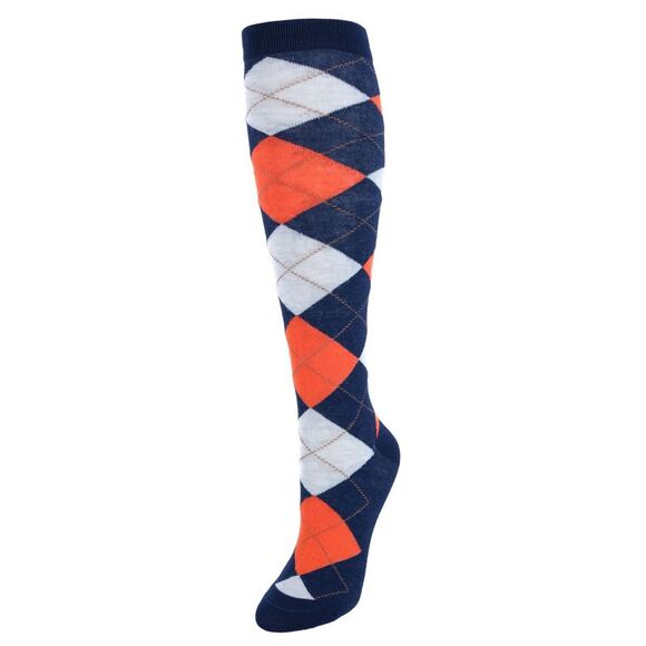 CTM Women's Fun Colored Argyle Plaid Knee High Socks (1 Pair) - Picture 1 of 2